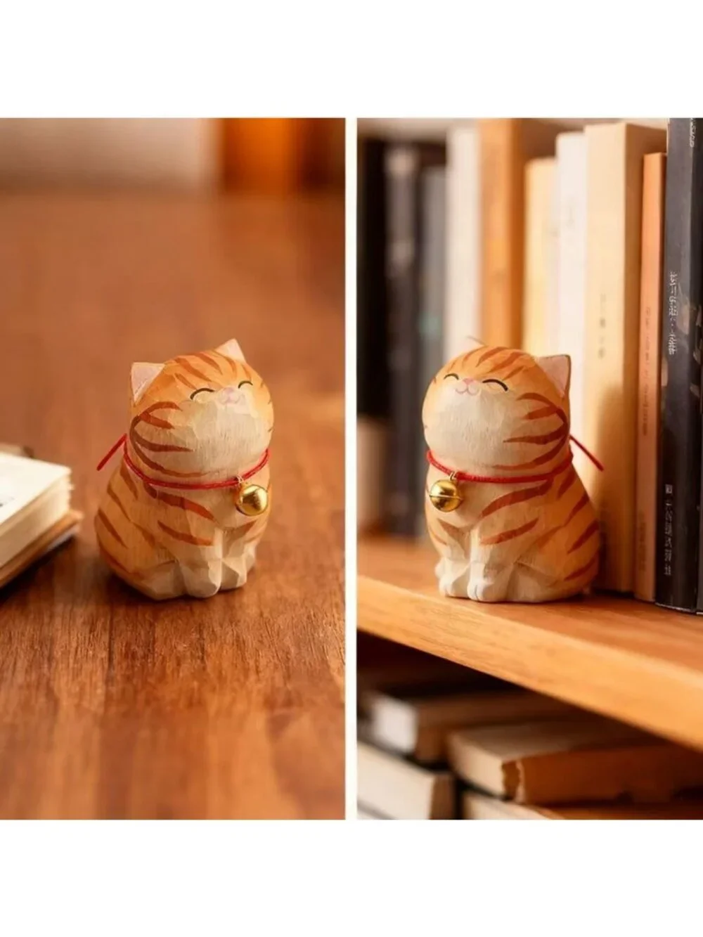 Handcrafted Orange Tabby Cat Figurine - Unique Ginger Striped Statue for Home